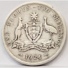 AUSTRALIA 1924 . FLORIN . ERROR . VARIETY . DIE CRACKS and FLAWS